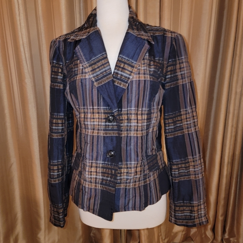 Kasper Black and Brown Plaid Jacket Dize 10